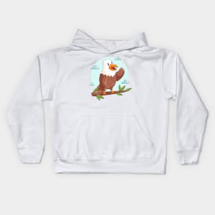 Hawk Angry Cartoon Illustration Kids Hoodie